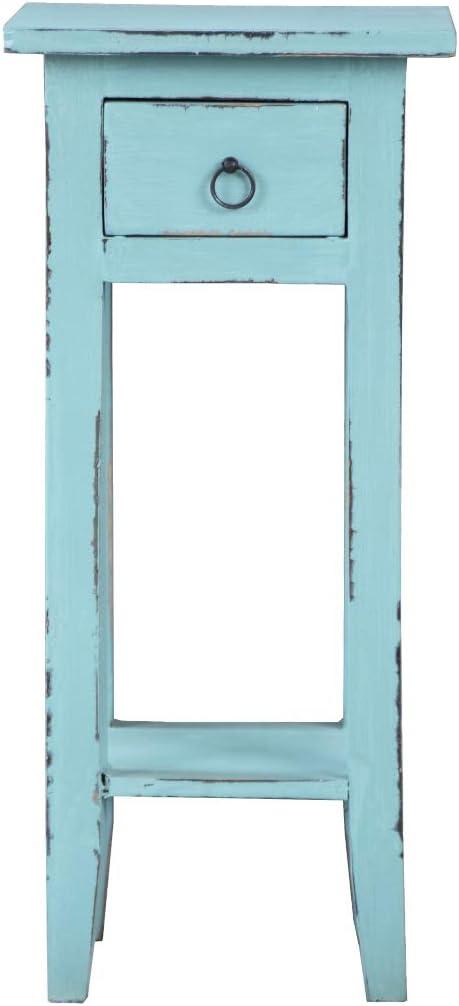 Sunset Trading Cottage Narrow Wood Side Table in Beach Blue/Antique Iron