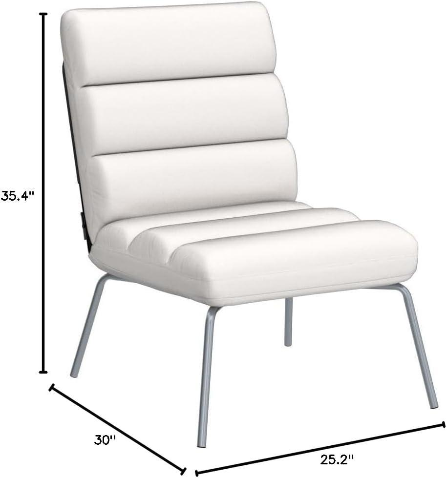 White Velvet Modern Armless Accent Chair