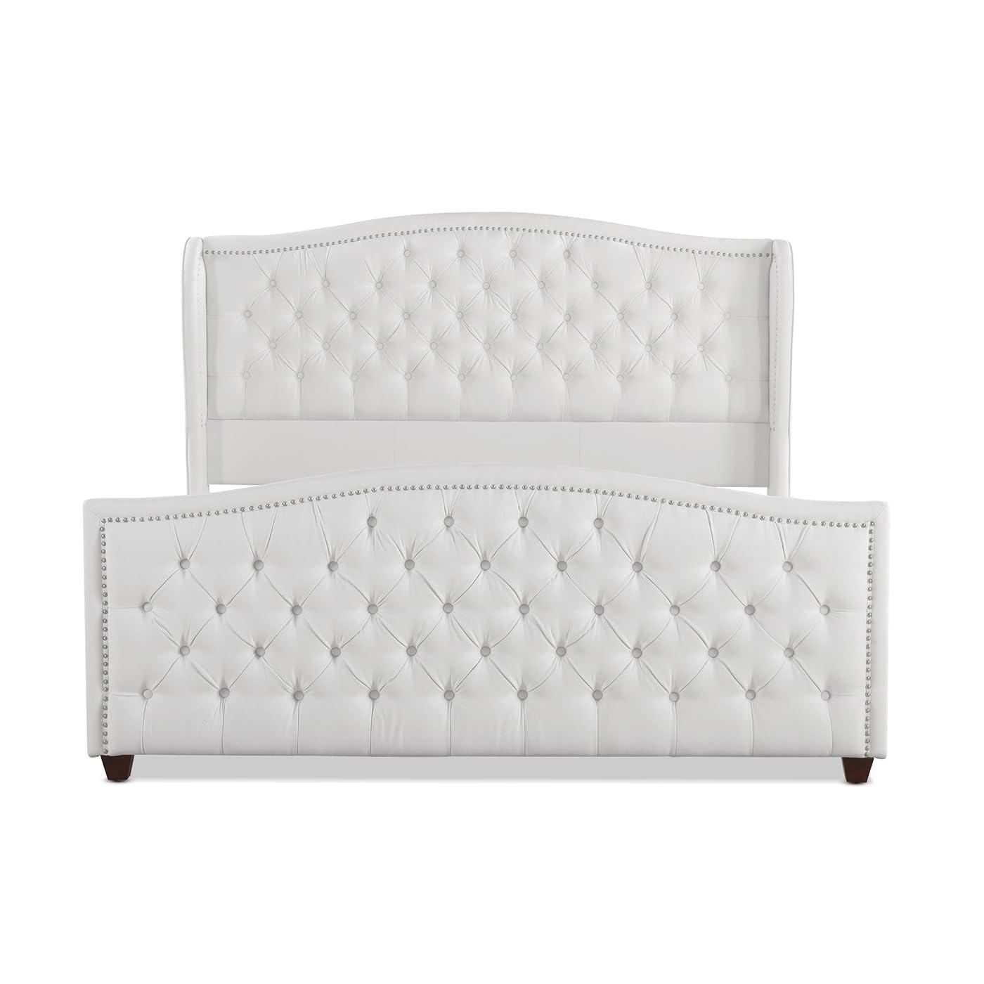 Marcella Tufted Wingback King Bed Bright White