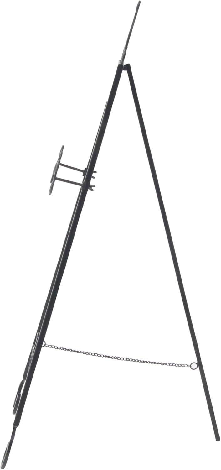 DecMode Black Traditional Curved Metal Scroll Design Easel, 21"W x 46"H