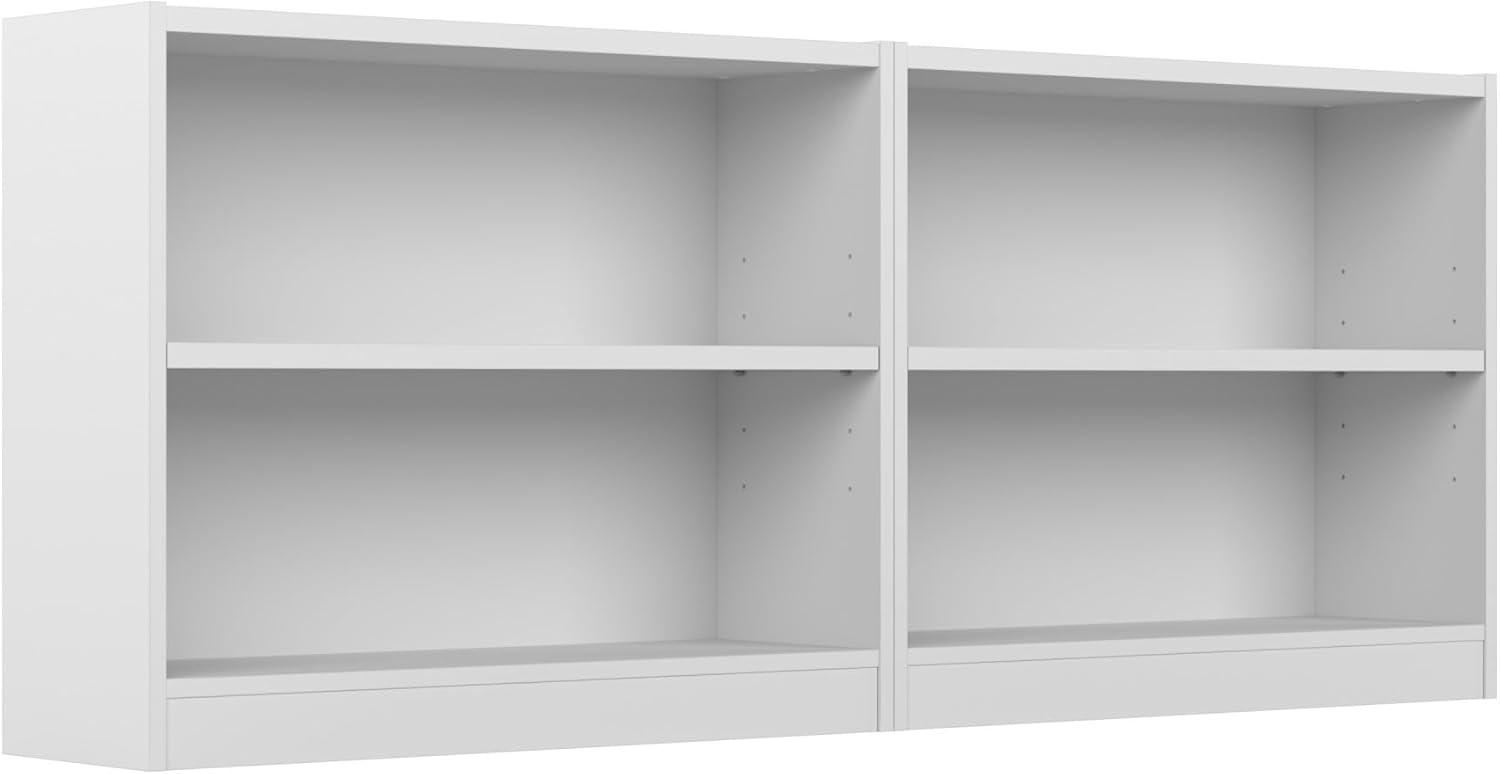 Pure White Adjustable 2-Shelf Bookcase Set