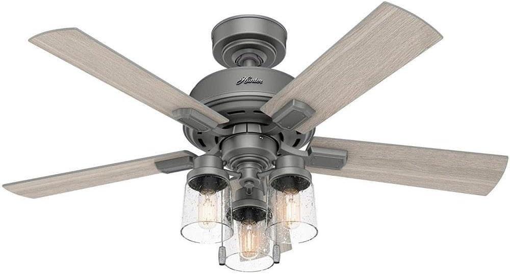 44" Hartland 5 - Blade Modern Farmhouse Indoor Ceiling Fan with Lights and Pull Chains