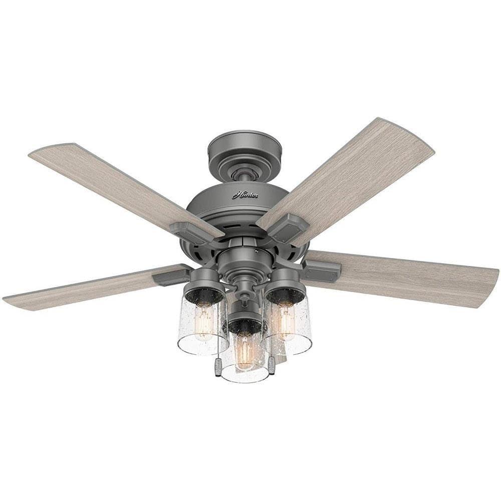 Hunter Fan 44" Hartland 5 - Blade Modern Farmhouse Indoor Ceiling Fan with Lights and Pull Chains