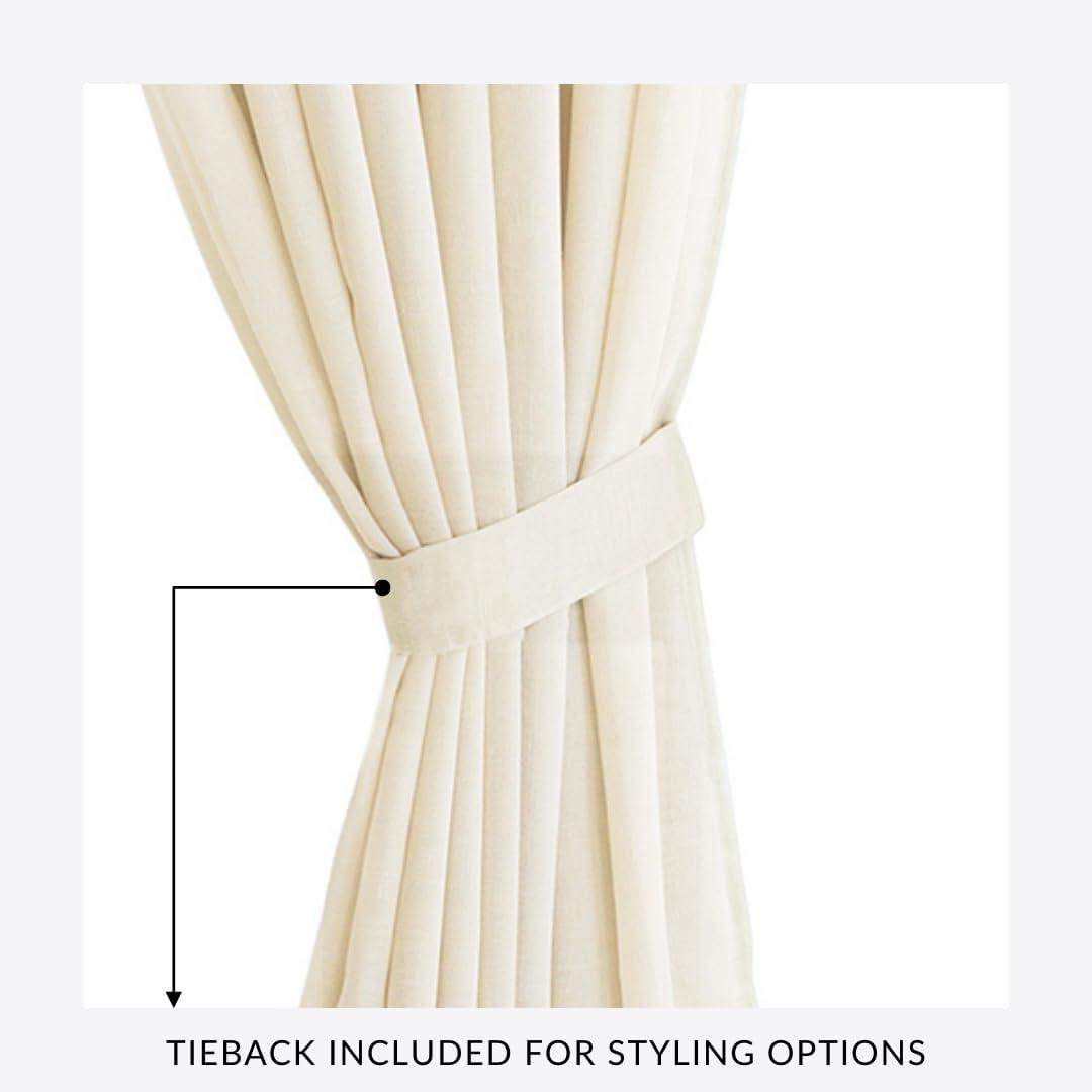 Carmen Sheer Extra Wide Indoor/Outdoor Single Window Curtain for Patio, Porch, Cabana - 114x108 - Ivory - Elrene Home Fashions