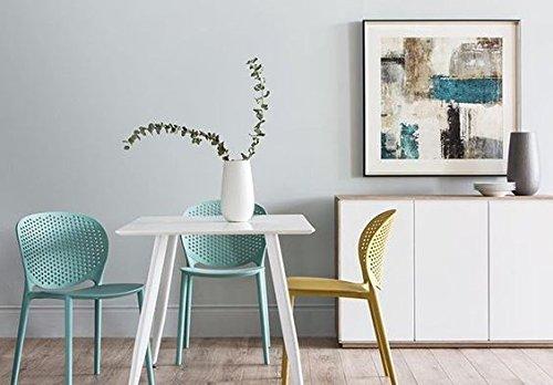 2xhome Set of 2 Modern Pool Patio Chairs, Contemporary Plastic Armless Dining Accent Side Chairs for Indoor or Outdoor Use, Teal