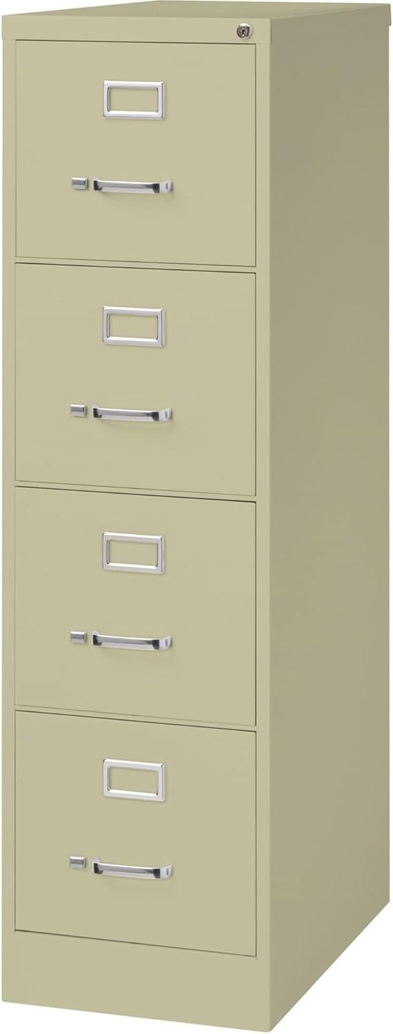 Lorell 4-Drawer Vertical File w/ Lock 15"x25"x52" Putty 60652