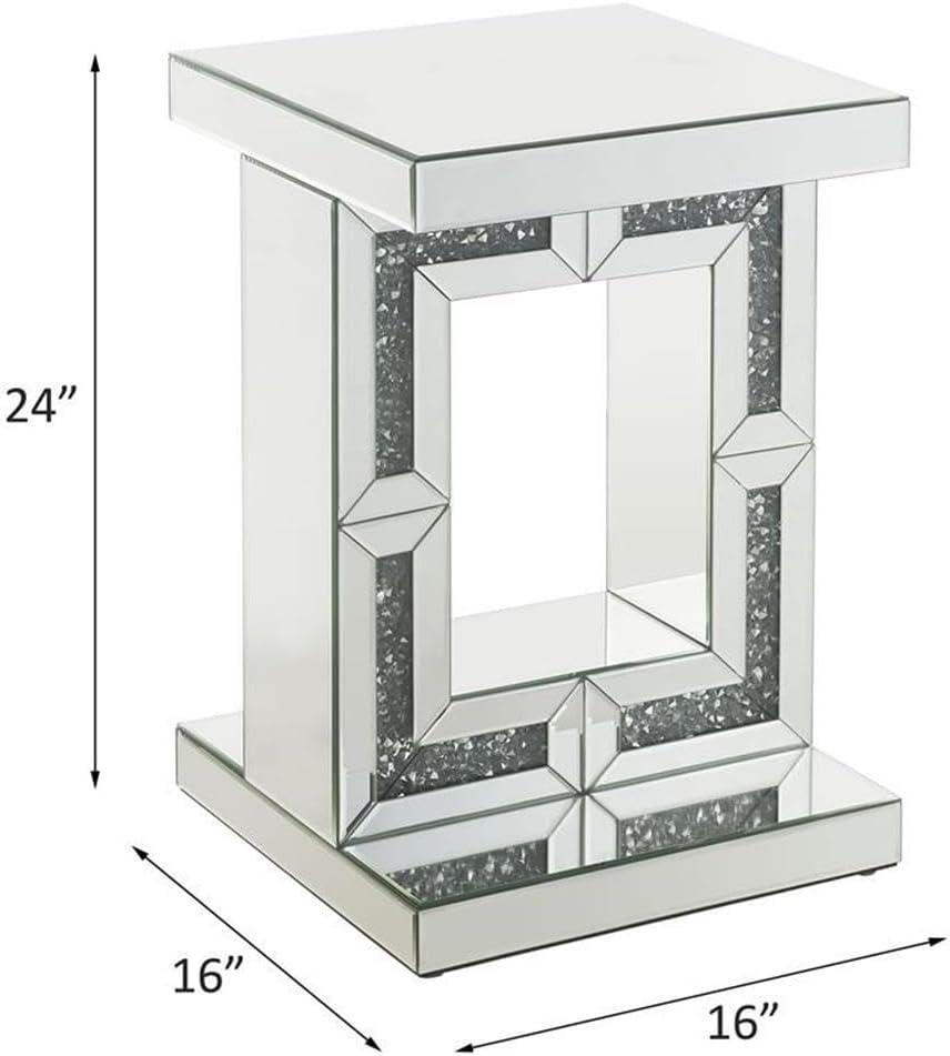 16" Noralie Accent Table Mirrored/Faux Diamonds - Acme Furniture