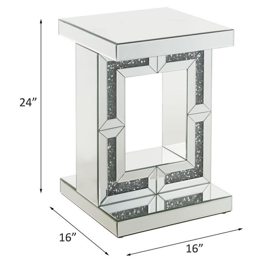 16" Noralie Accent Table Mirrored/Faux Diamonds - Acme Furniture