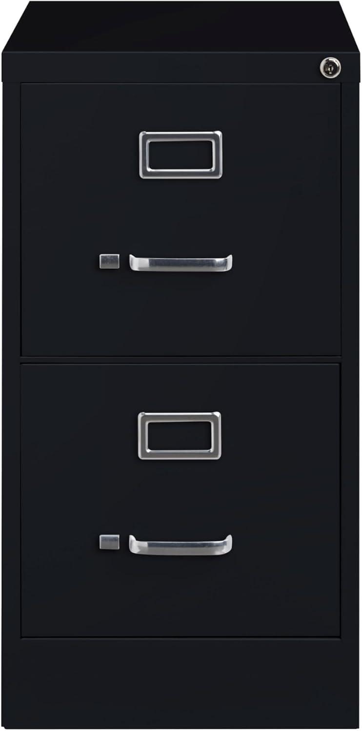 Black 2-Drawer Vertical Steel Lockable File Cabinet