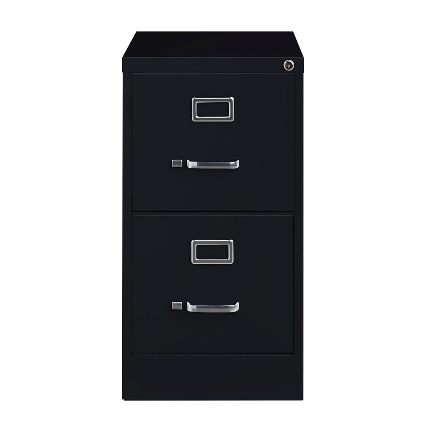 Black 2-Drawer Vertical Steel Lockable File Cabinet