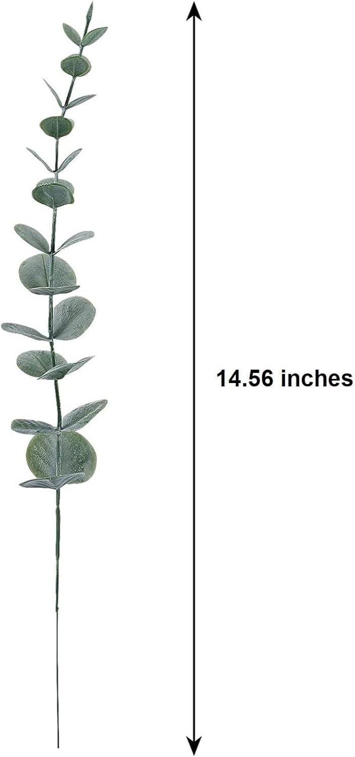 14.5" Frosted Green Faux Eucalyptus Stems for Floral Arrangements