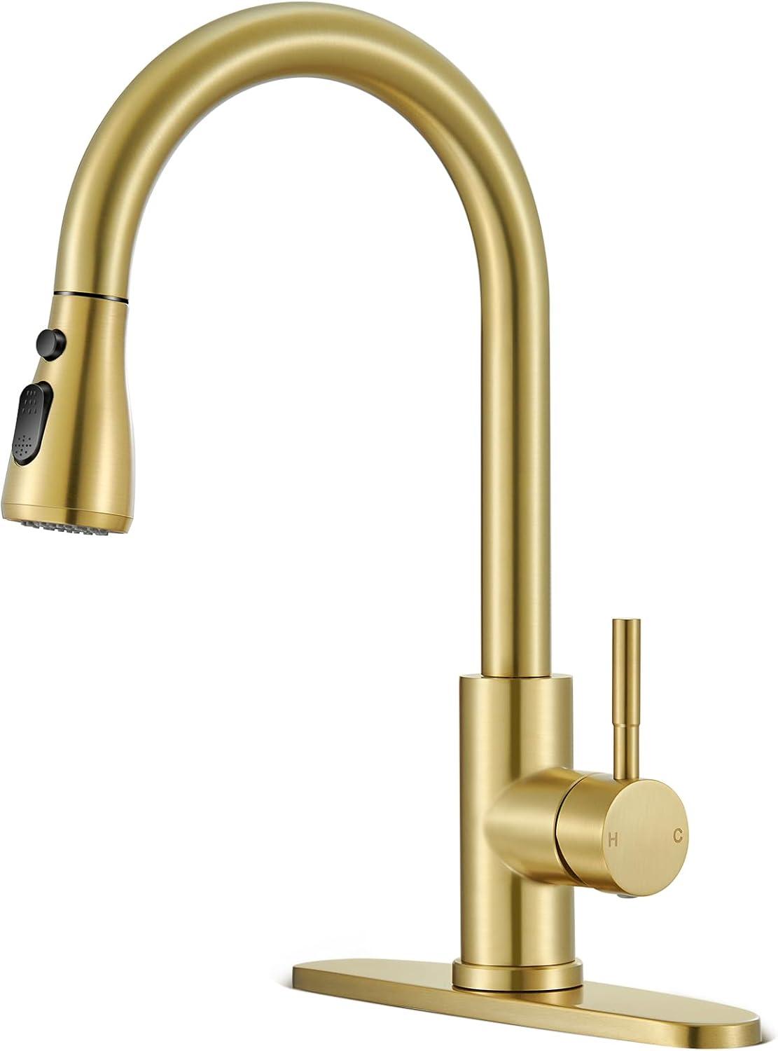 GAGALIFE Single Handle Pull Down Sprayer Kitchen Faucet High Arc Stainless Steel Faucet with 3-Function Sprayer JJL-CL-PT-SDP-G