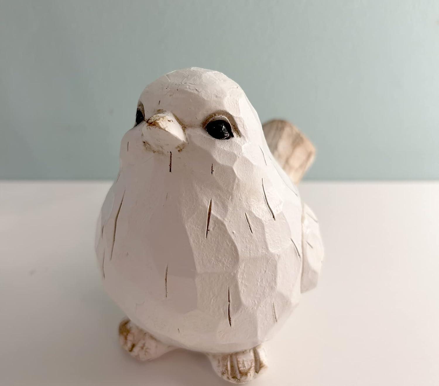 QIAOIDEA Modern Farmhouse 5.25” Spring White Bird Resin Figurine & Knick-Knack