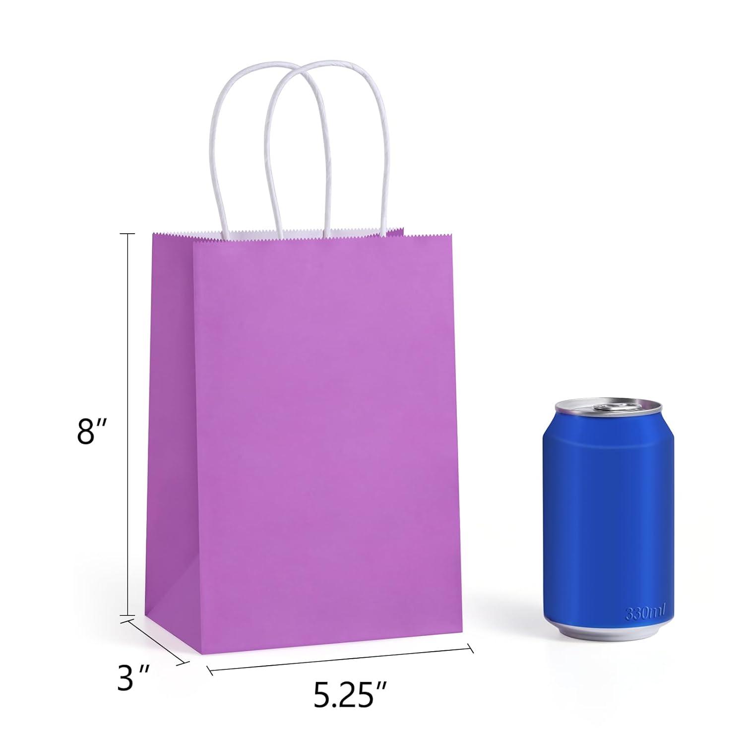 BagDream 24 Pack Rainbow Gift Bags with Handles, 6 Colors Small Party Favor Bag Goodie Bags for Kids Birthday, Party Favors, Birthdays & Celebrations, 5.25x3.75x8"