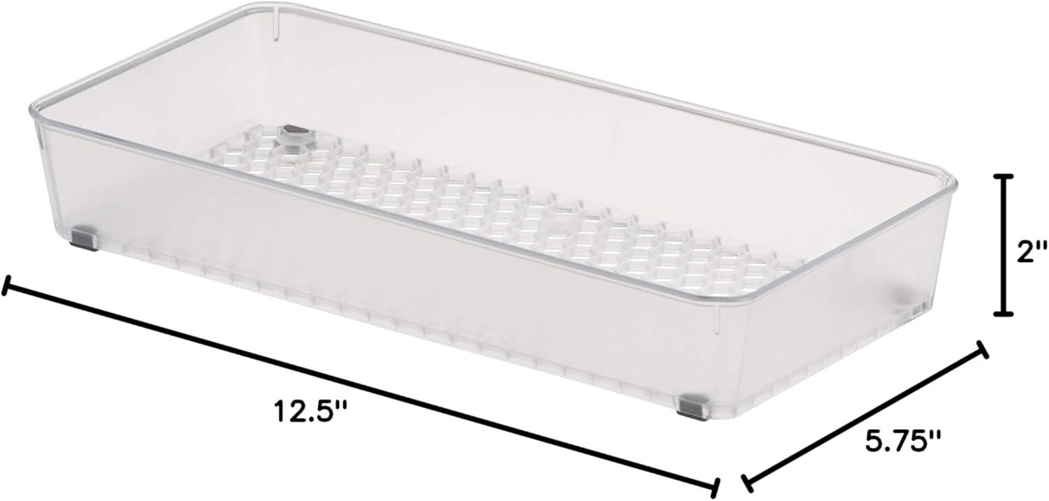 Spectrum Diversified Hexa Drawer Organizer Tray Modern Kitchen Cutlery, Utensil, Silverware Holder, Cabinet Storage, 6 x 12, Clear Frost