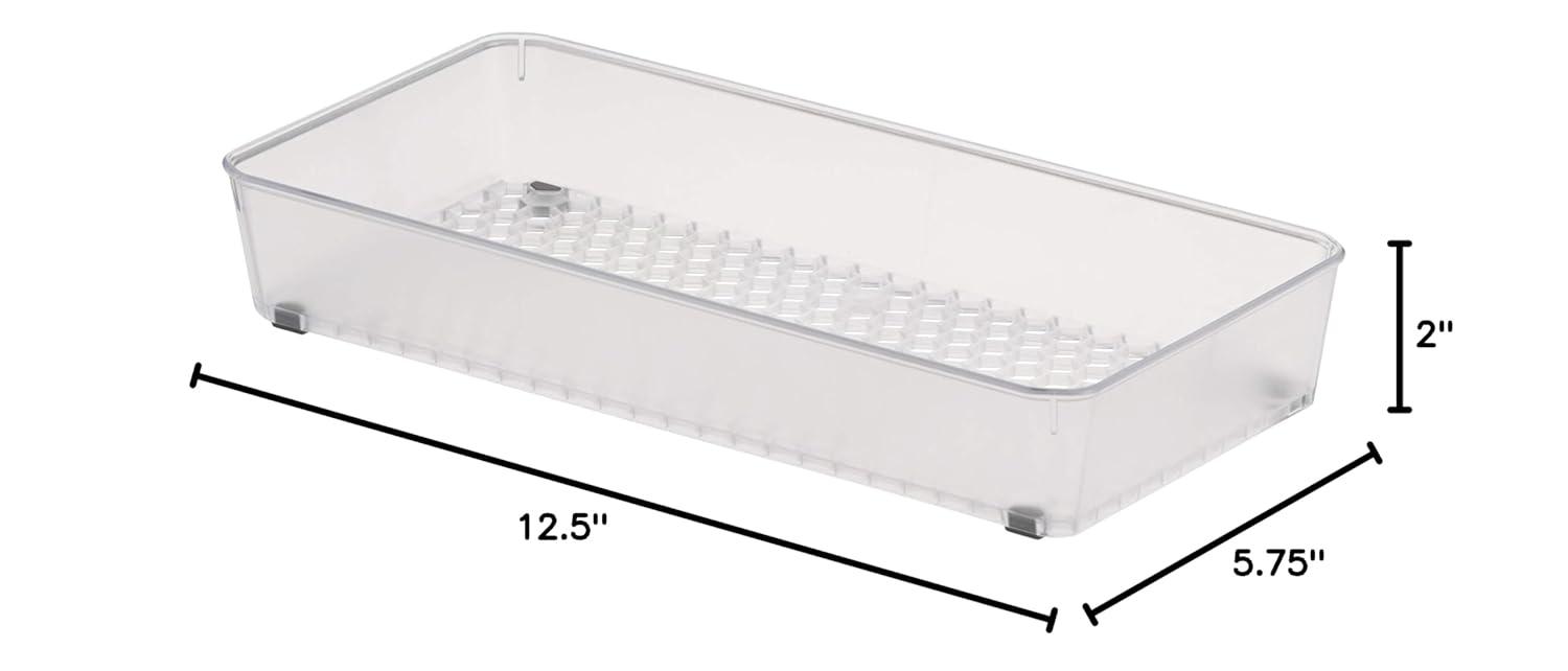 Spectrum Diversified Hexa Drawer Organizer Tray Modern Kitchen Cutlery, Utensil, Silverware Holder, Cabinet Storage, 6 x 12, Clear Frost