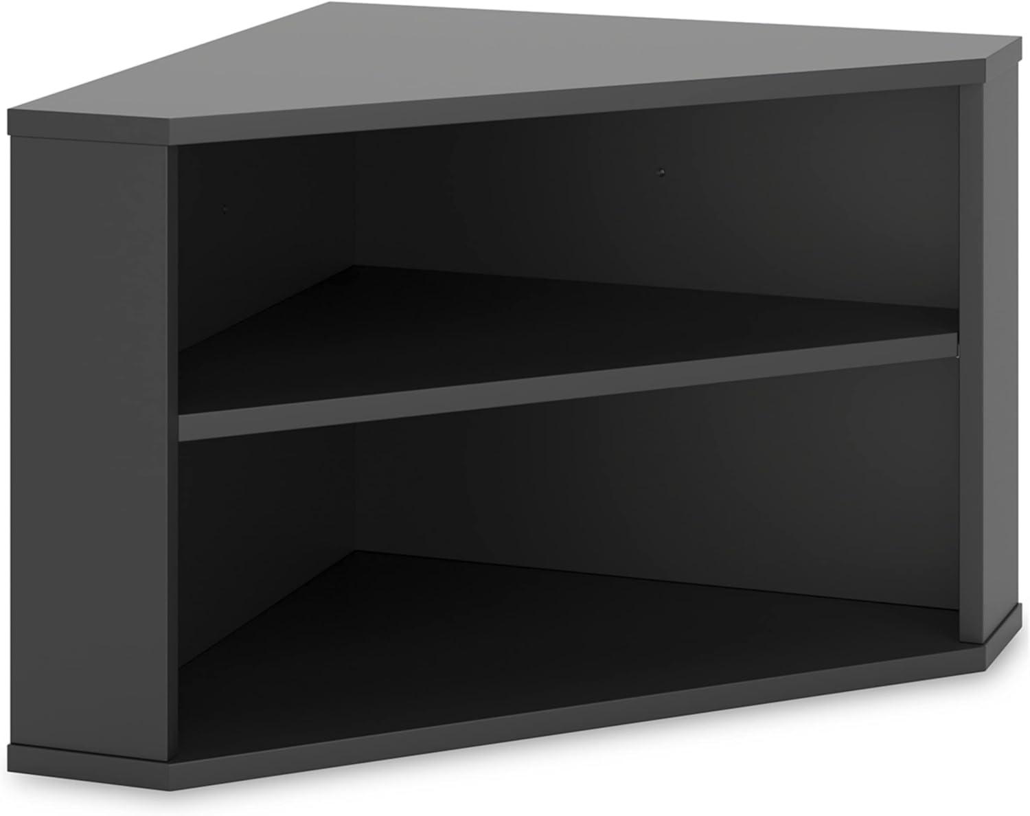 Black Adjustable Corner Bookcase with Open Shelves