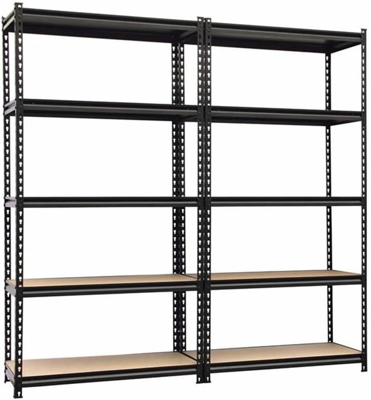 King's Rack 5-Tier Metal Boltless Storage Shelving in Black/Wooden