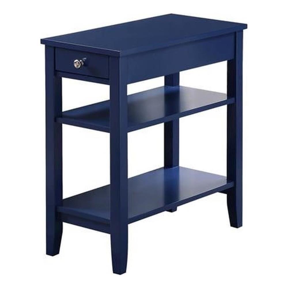 Convenience Concepts American Heritage 1 Drawer Chairside End Table with Shelves, Cobalt Blue