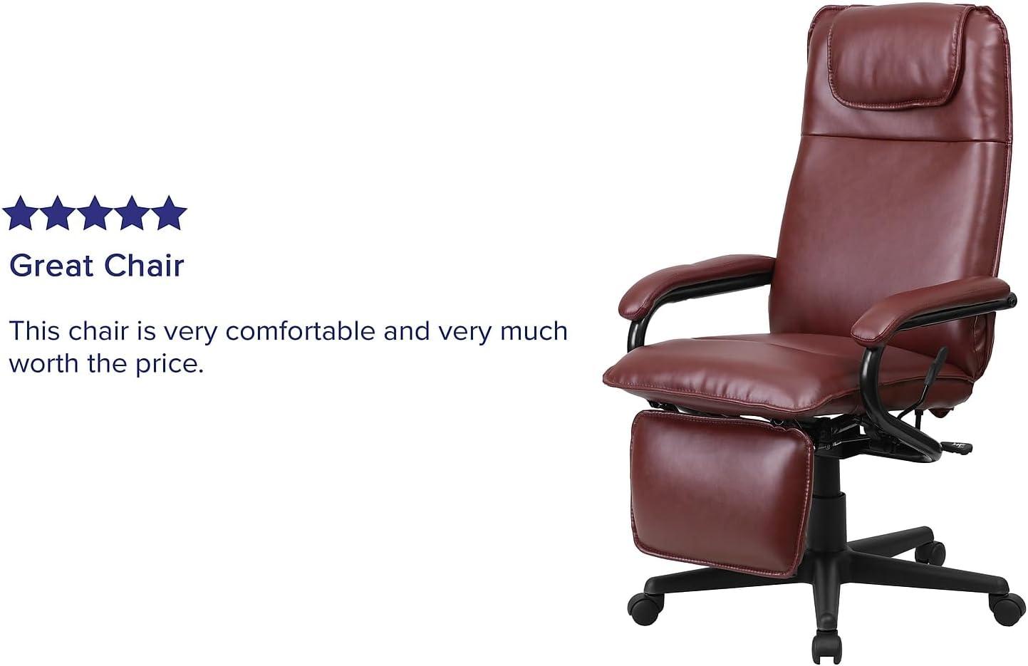 Flash Furniture High Back LeatherSoft Executive Reclining Ergonomic Swivel Office Chair with Arms