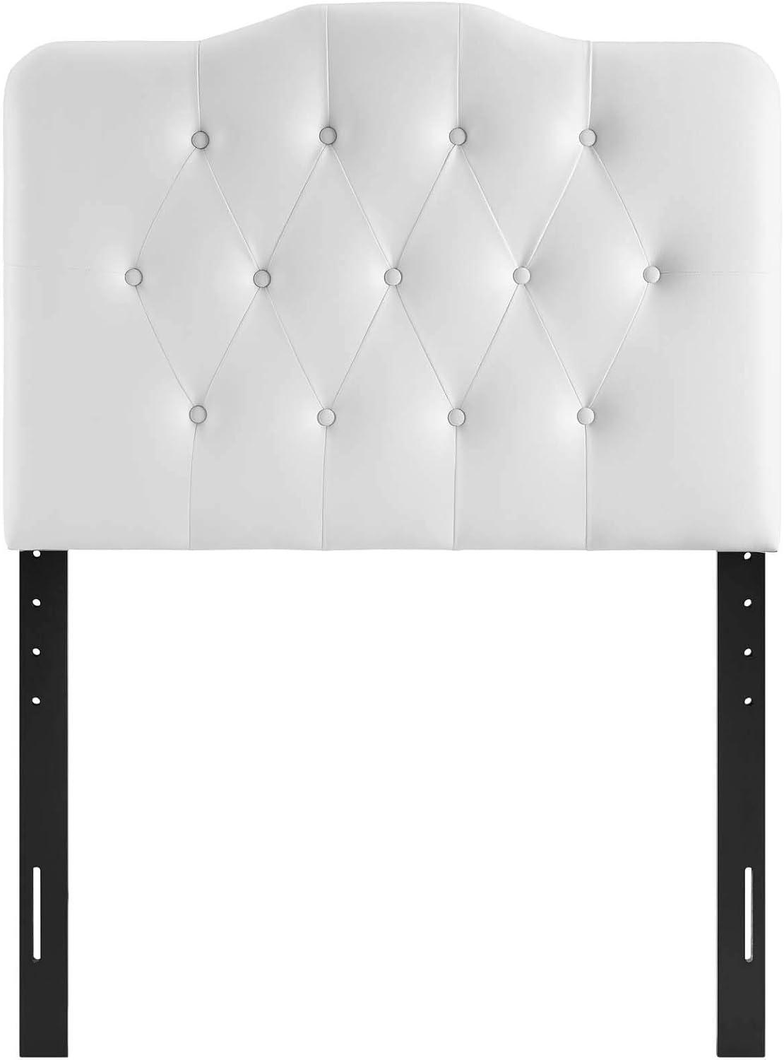 White Twin Tufted Faux Leather Upholstered Headboard