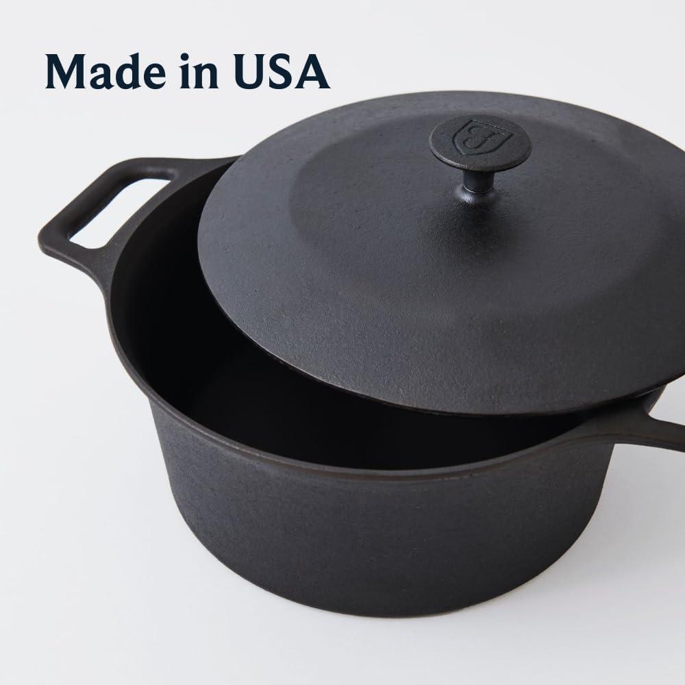 No.8 Black Cast Iron Non-stick Dutch Oven, 4.5 qt