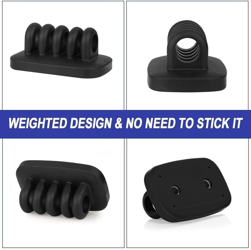 Black Weighted Desktop Cable Clip Holder with Four Slots