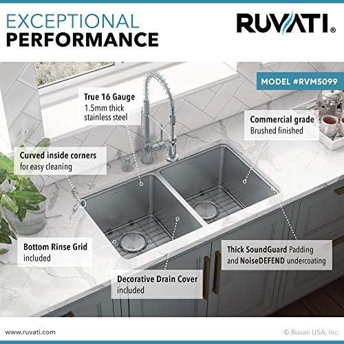 Ruvati Rvm5099 Modena 31" Undermount Double Basin 16 Gauge Stainless Steel Kitchen Sink -