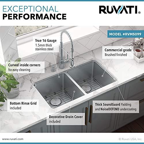 Ruvati Rvm5099 Modena 31" Undermount Double Basin 16 Gauge Stainless Steel Kitchen Sink -