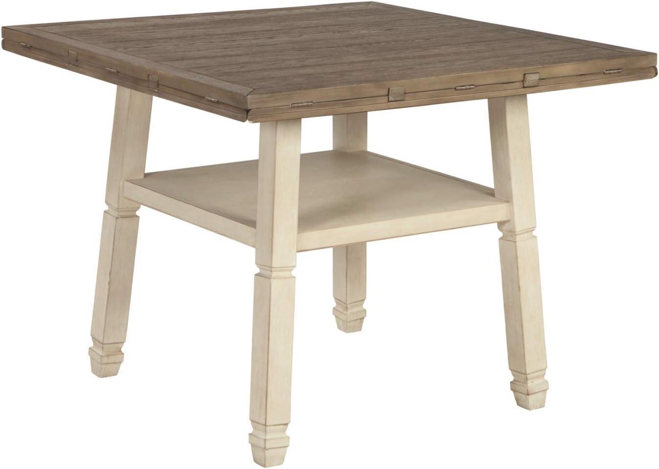 Contemporary Beige & Brown Wood Extendable Counter Height Dining Table