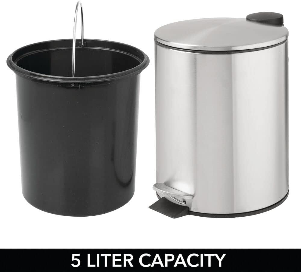 Brushed Stainless Steel 1.3 Gallon Round Step Trash Can