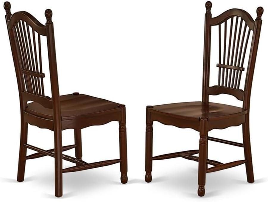 East West Furniture Dover 11" Wood Dining Chairs in Mahogany (Set of 2)