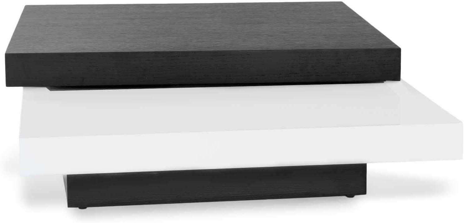 Black and White Rotating Shelf Coffee Table