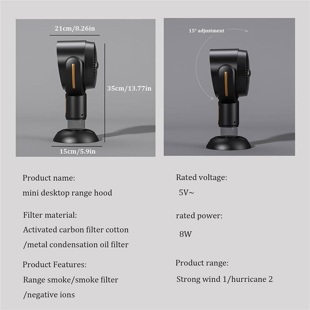 Daiosportswear Smoke Fan for Smoking indoors, the High Fan for Smoking, Wireless Mini Portable Range Anion Desktop Range Hood/Purifier Compact Fan Aromatherapy Diffuser Filter