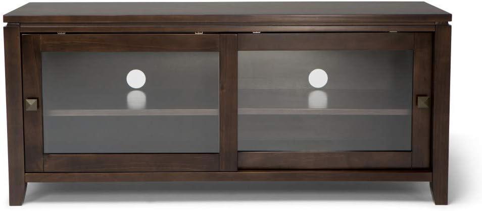 Simpli Cosmopolitan Wood 48"W TV Media Stand For TVs upto 50" in Mahogany Brown