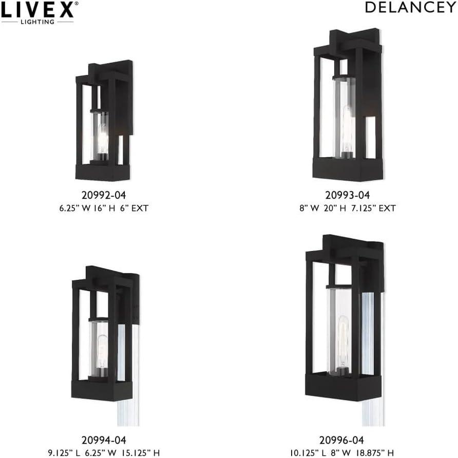 Black Solid Brass Outdoor Wall Lantern with Clear Glass Shade