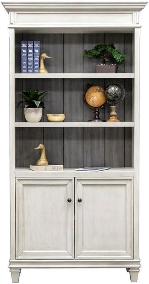 Hartford Wood Bookcase With Doors Storage Cabinet Office Shelves White