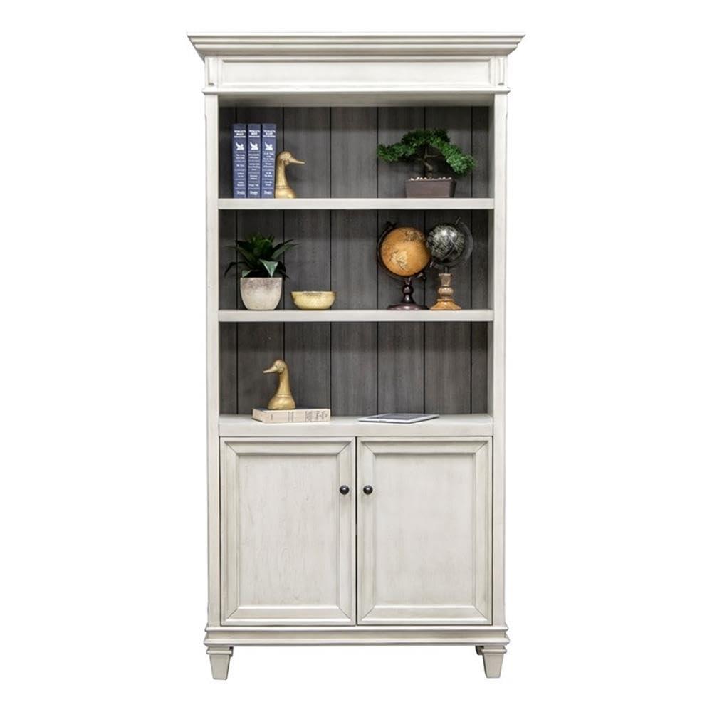 Hartford Wood Bookcase With Doors Storage Cabinet Office Shelves White