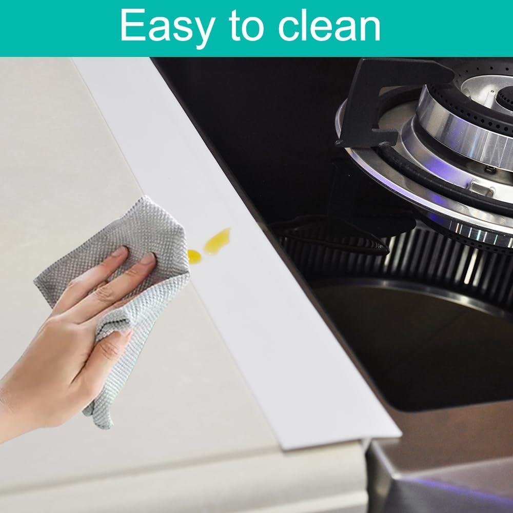 Stove Counter Gap Cover, Kitchen Silicone Oven Gap Filler – 25 Inches Countertop Strips Gap Guard, Easy to Clean (White)