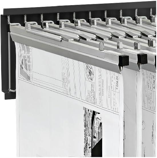 Black Steel Wall-Mounted Blueprint Rack with Pivot Brackets
