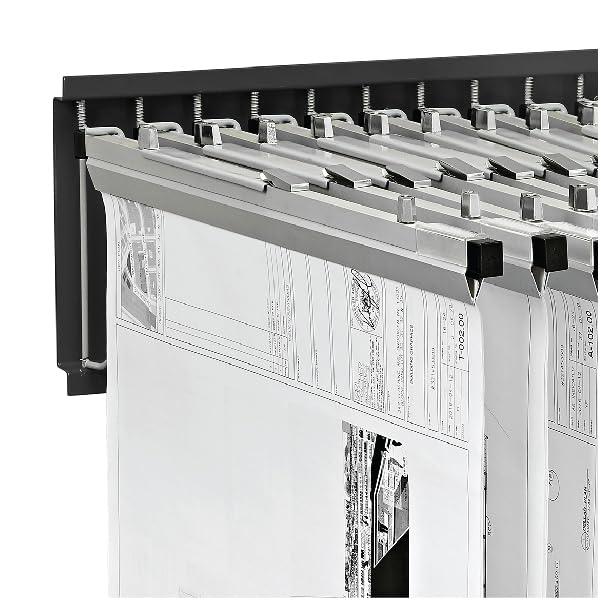 Black Steel Wall-Mounted Blueprint Rack with Pivot Brackets