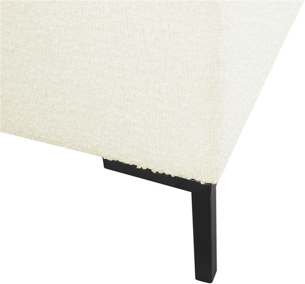 Medium Storage Bench with Metal Legs Cream Boucle - HomePop: Upholstered Rectangle for Modern Decor, Seats 2