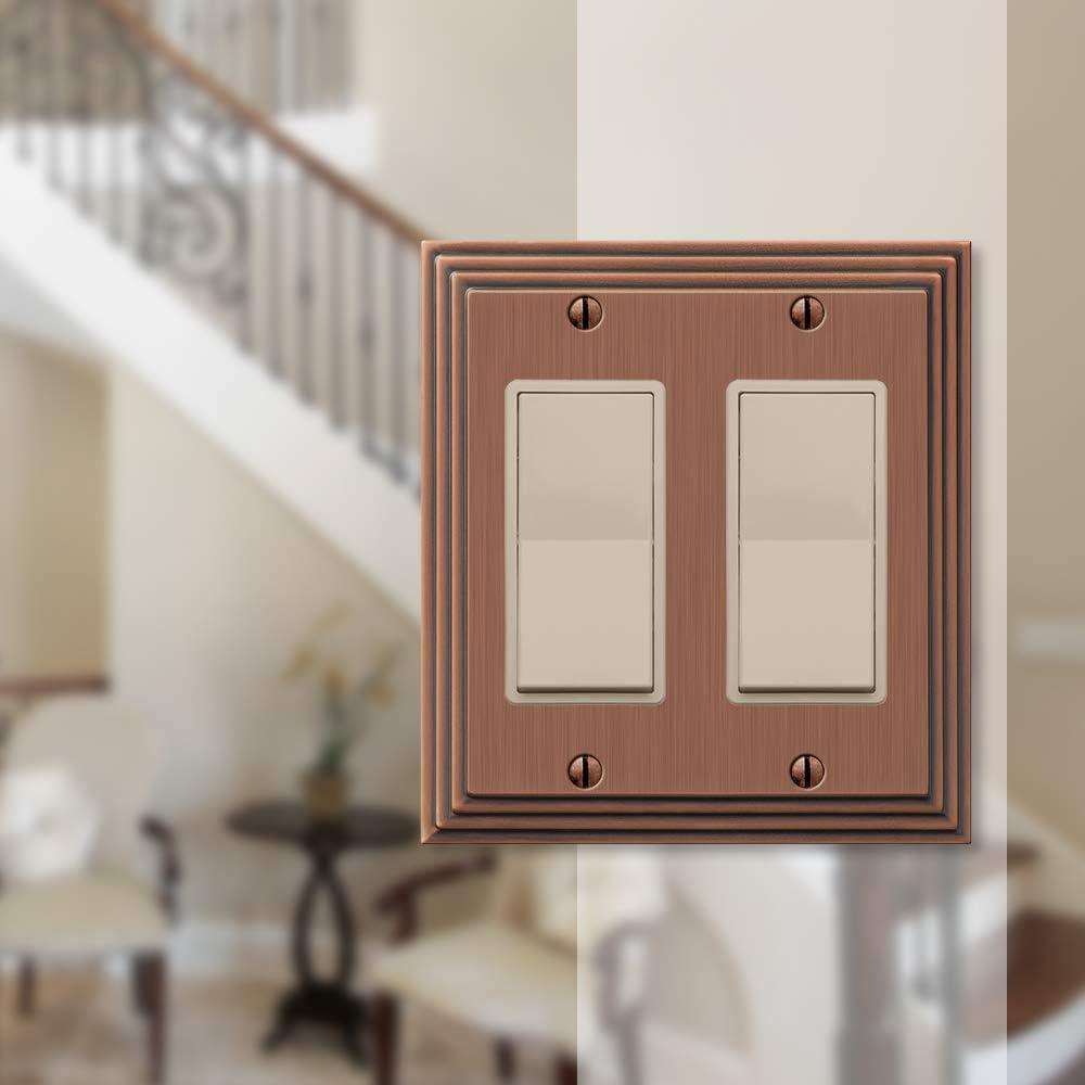 Amerelle 84RRAC Steps Wallplate, 2 Rocker GFCI, Cast Metal, Antique Copper, 1-Pack