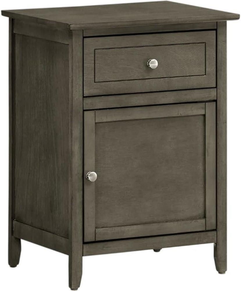 Glory Furniture Izzy 1 Drawer 1 Door Nightstand in Gray