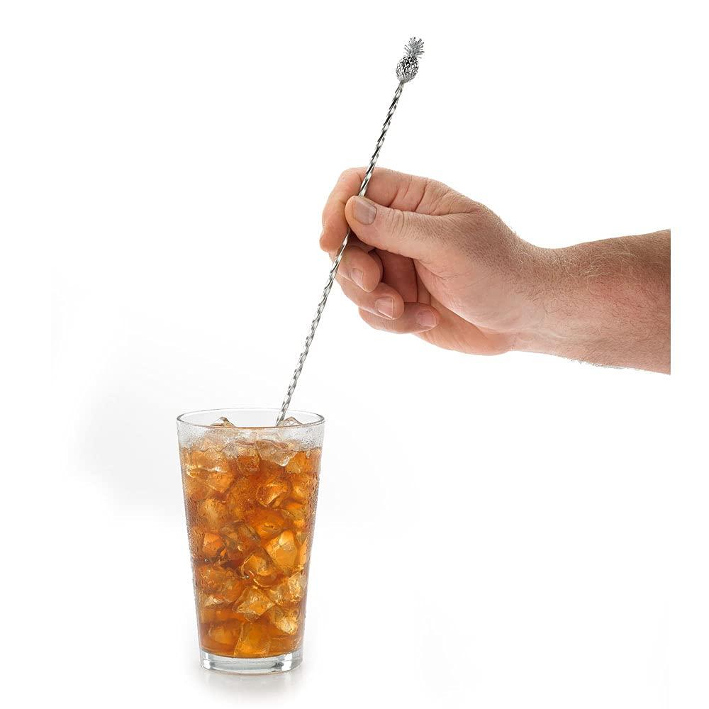 Silver Stainless Steel Pineapple Swizzle Stick, 13.38 inches
