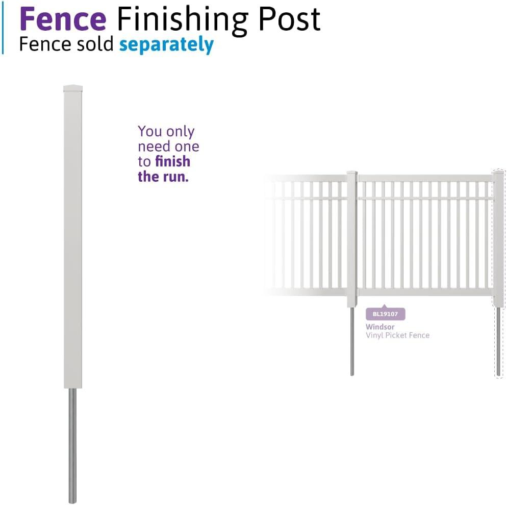 WamBam No-Dig Fence 5ft H (1 Fence Post) No Dig WamBam Windsor Finishing Post with Steel Pipe Anchor Kit, Permanent White Vinyl Post for Windsor Fence Panels and Gate Kit, Perfect for Yard, Pool or Dog Fence BL19109