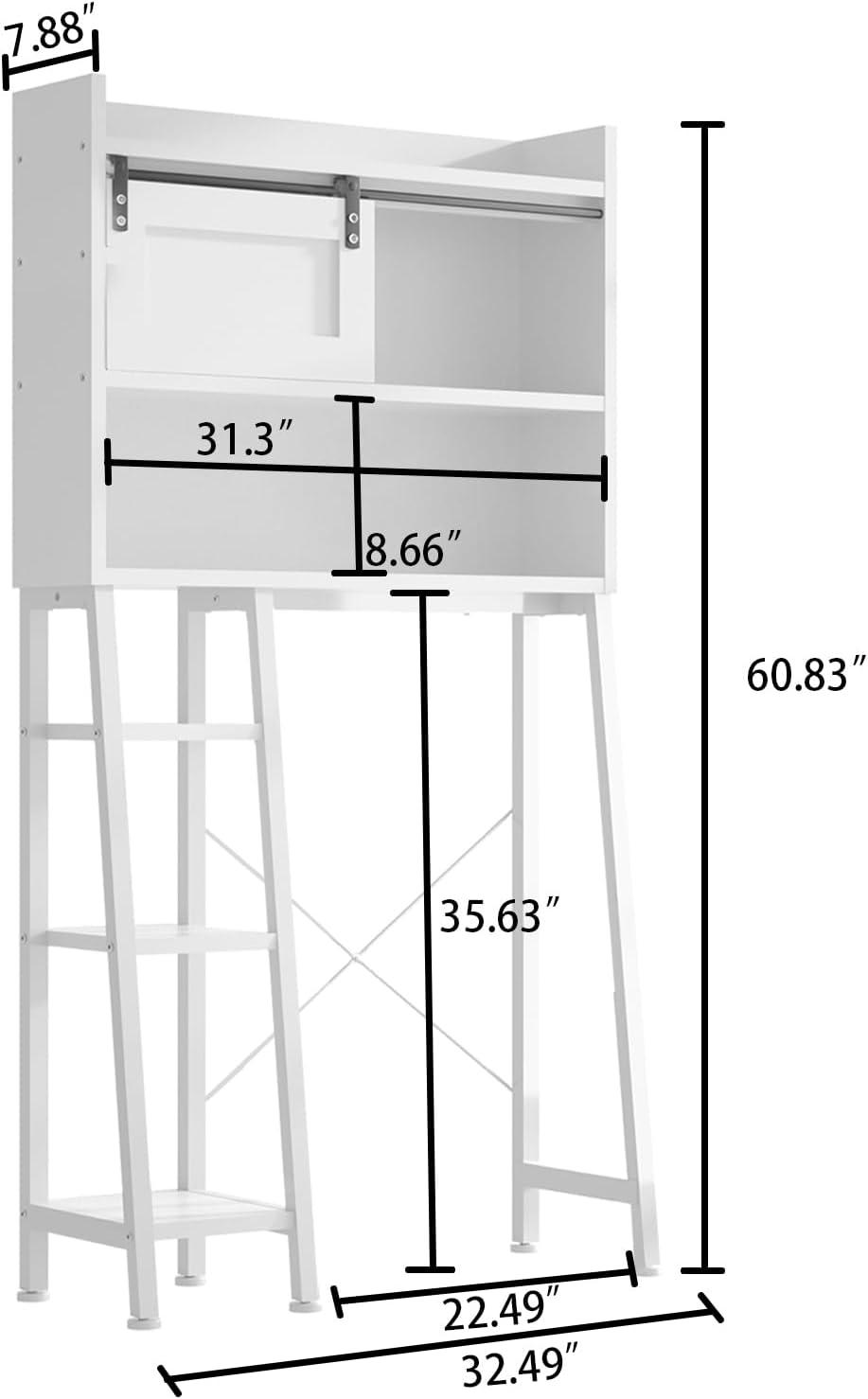 Over The Toilet Storage, Wooden 3-Tier Over-The-Toilet Rack Bathroom Space Saver Organizer, Freestanding Above Toilet Stand with Toilet Paper Holder and Towel Hook(White)