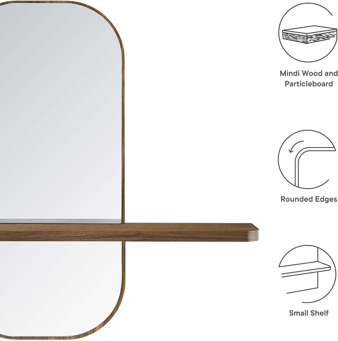 Solstice Walnut Rectangular Mirror with Shelf