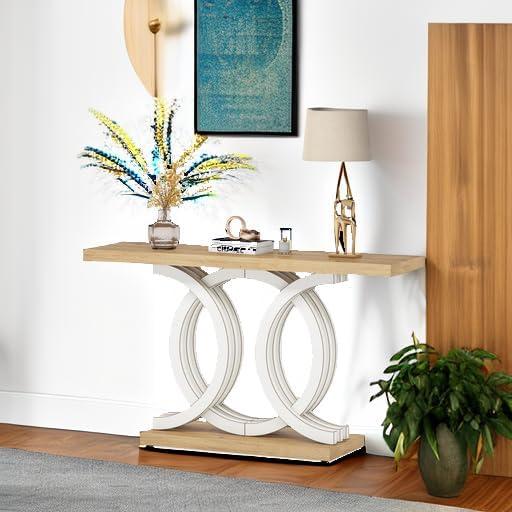 Hommoo 55 Inch Console Table with Geometric Base