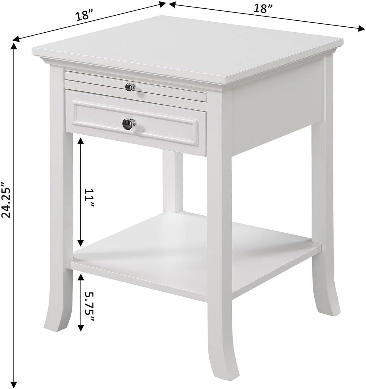 Convenience Concepts American Heritage Logan End Table in White Wood Finish